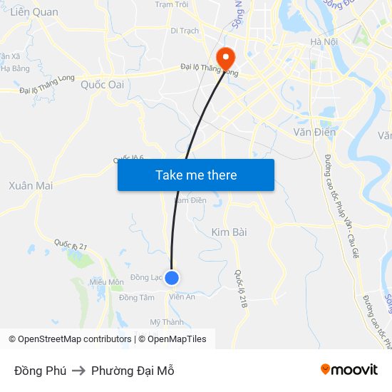 Đồng Phú to Phường Đại Mỗ map