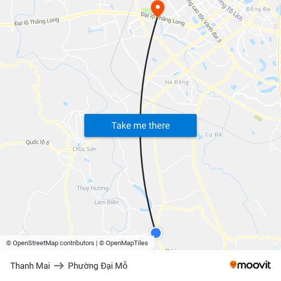 Thanh Mai to Phường Đại Mỗ map