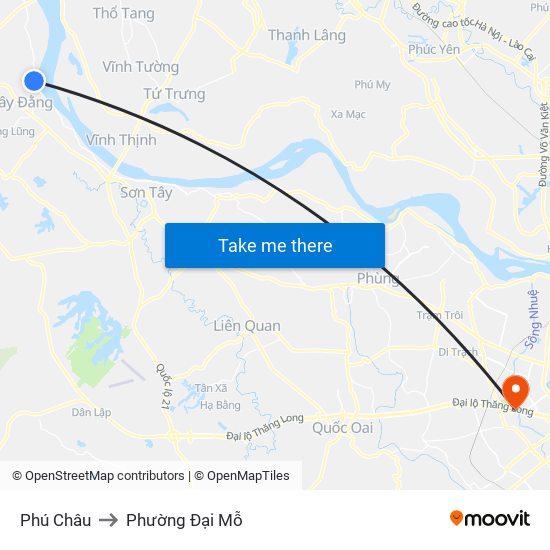 Phú Châu to Phường Đại Mỗ map