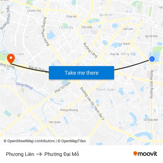 Phương Liên to Phường Đại Mỗ map