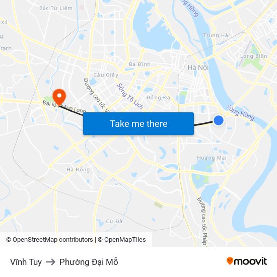 Vĩnh Tuy to Phường Đại Mỗ map