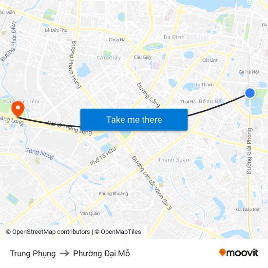 Trung Phụng to Phường Đại Mỗ map