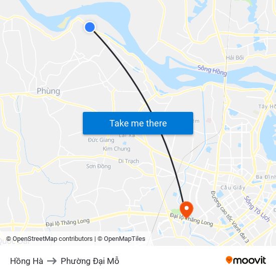 Hồng Hà to Phường Đại Mỗ map