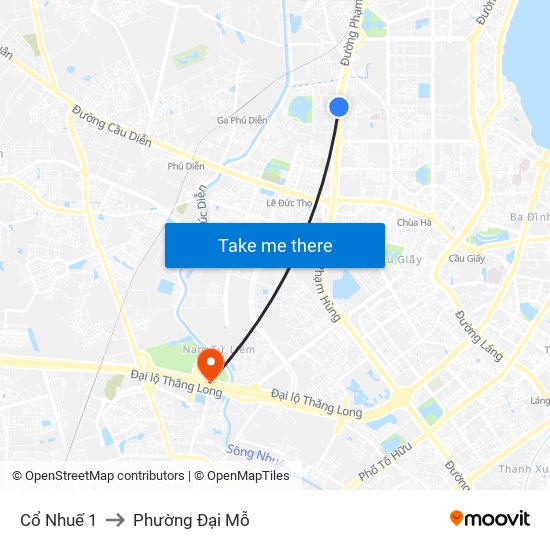 Cổ Nhuế 1 to Phường Đại Mỗ map