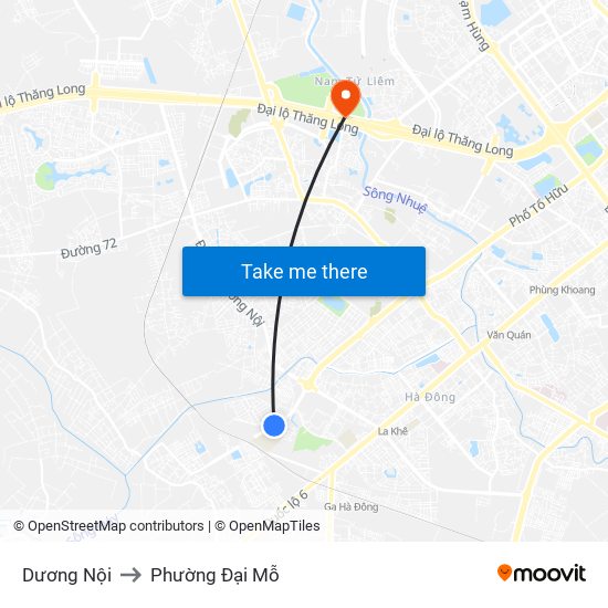 Dương Nội to Phường Đại Mỗ map