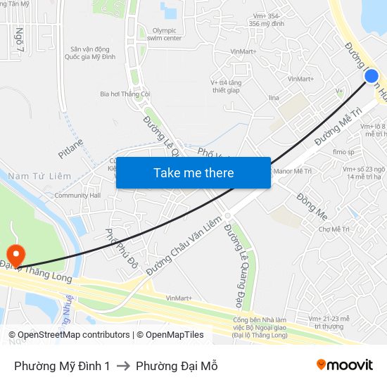 Phường Mỹ Đình 1 to Phường Đại Mỗ map