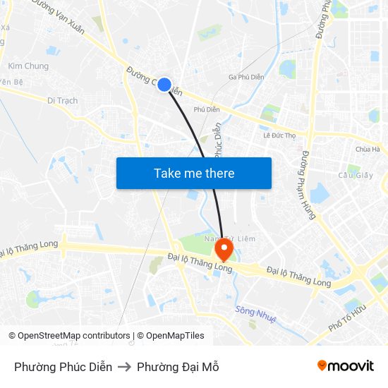 Phường Phúc Diễn to Phường Đại Mỗ map