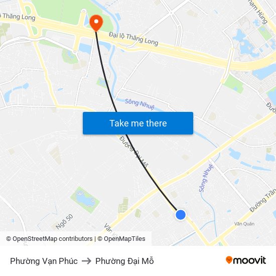 Phường Vạn Phúc to Phường Đại Mỗ map