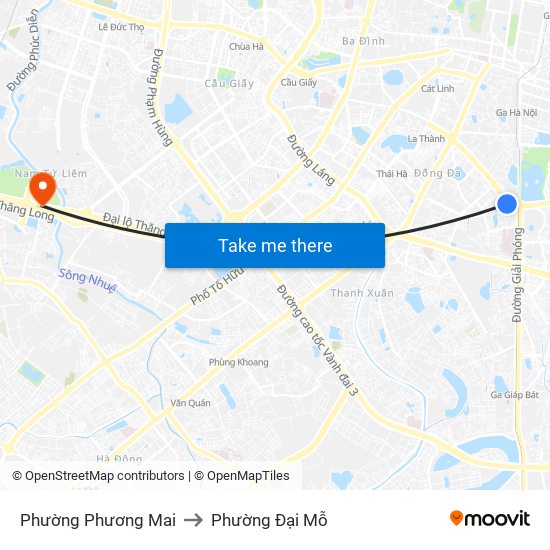 Phường Phương Mai to Phường Đại Mỗ map