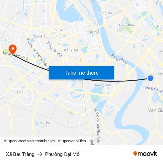 Xã Bát Tràng to Phường Đại Mỗ map
