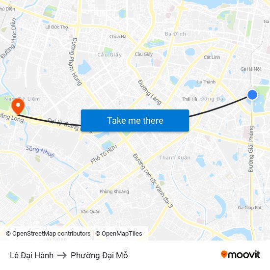 Lê Đại Hành to Phường Đại Mỗ map