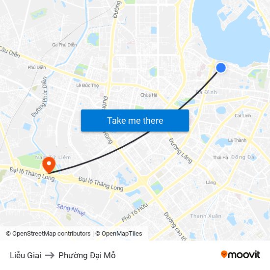 Liễu Giai to Phường Đại Mỗ map