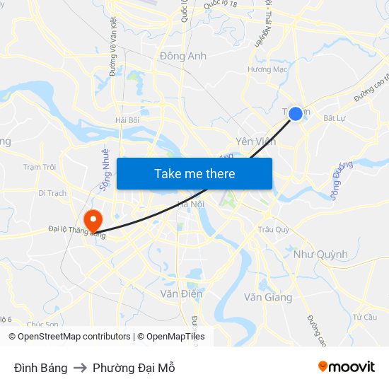 Đình Bảng to Phường Đại Mỗ map