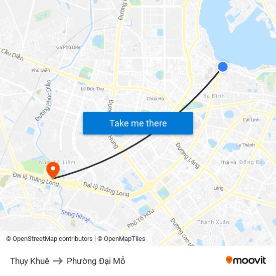 Thụy Khuê to Phường Đại Mỗ map