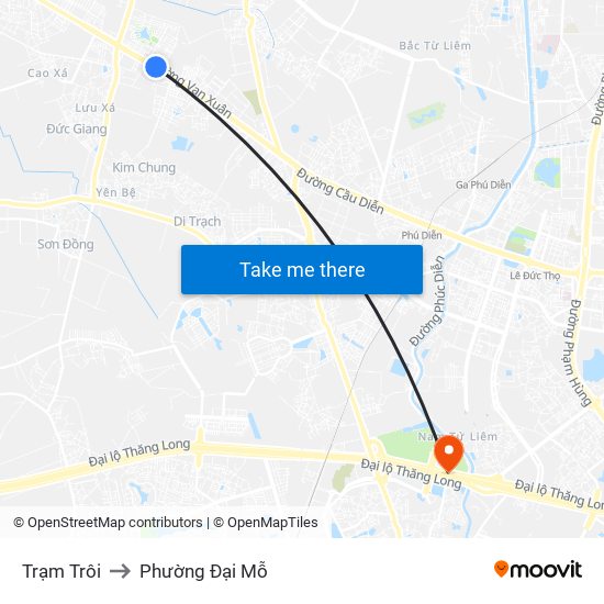 Trạm Trôi to Phường Đại Mỗ map