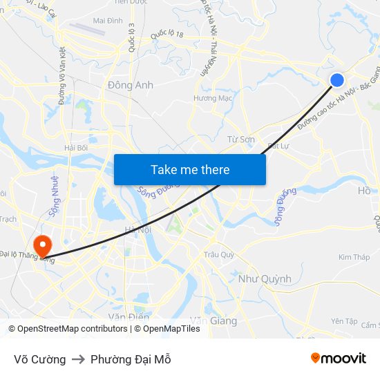 Võ Cường to Phường Đại Mỗ map