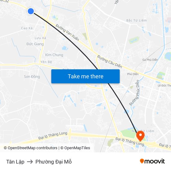 Tân Lập to Phường Đại Mỗ map