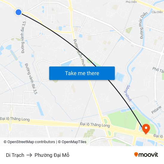 Di Trạch to Phường Đại Mỗ map