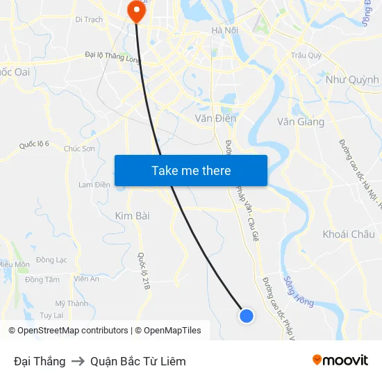 Đại Thắng to Quận Bắc Từ Liêm map