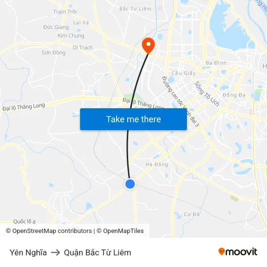 Yên Nghĩa to Quận Bắc Từ Liêm map