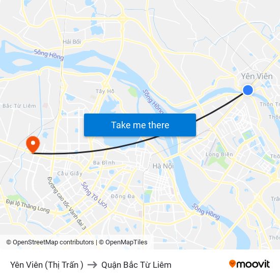 Yên Viên (Thị Trấn ) to Quận Bắc Từ Liêm map