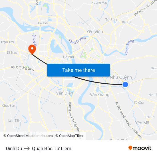 Đình Dù to Quận Bắc Từ Liêm map