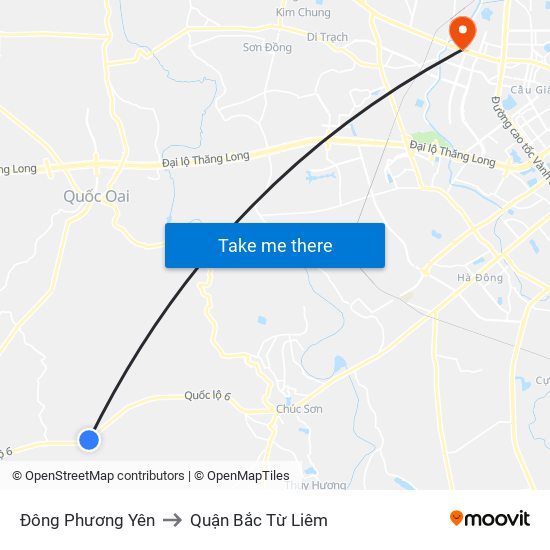 Đông Phương Yên to Quận Bắc Từ Liêm map