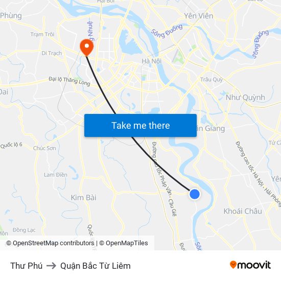 Thư Phú to Quận Bắc Từ Liêm map