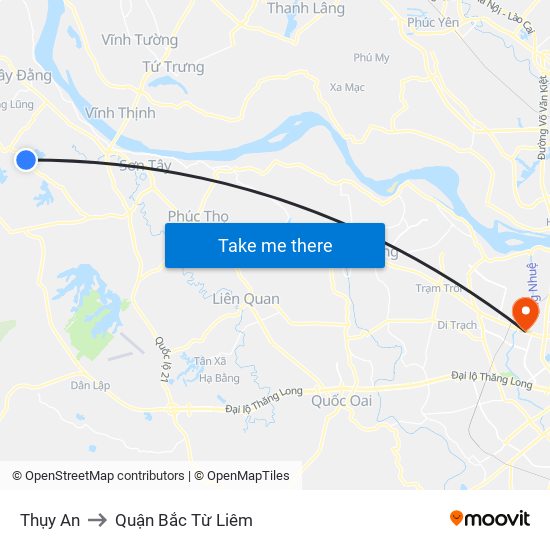 Thụy An to Quận Bắc Từ Liêm map