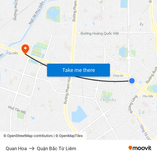 Quan Hoa to Quận Bắc Từ Liêm map