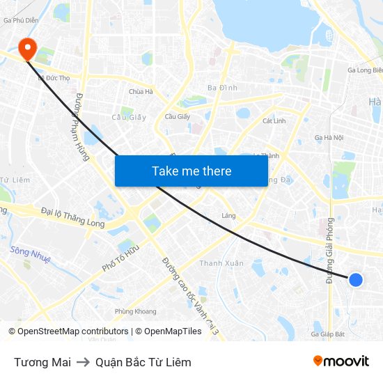 Tương Mai to Quận Bắc Từ Liêm map