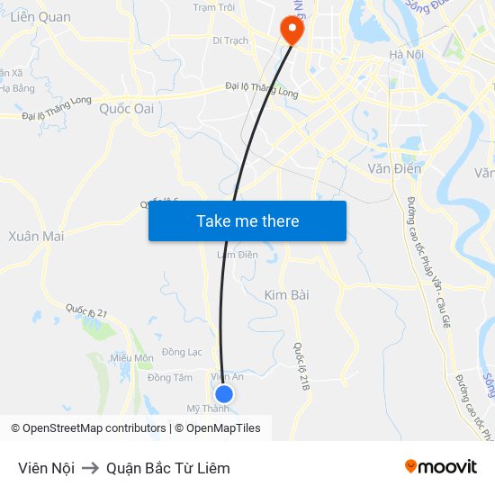 Viên Nội to Quận Bắc Từ Liêm map