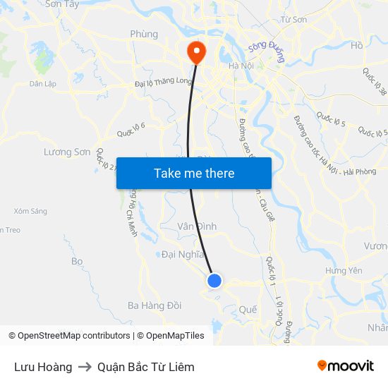 Lưu Hoàng to Quận Bắc Từ Liêm map