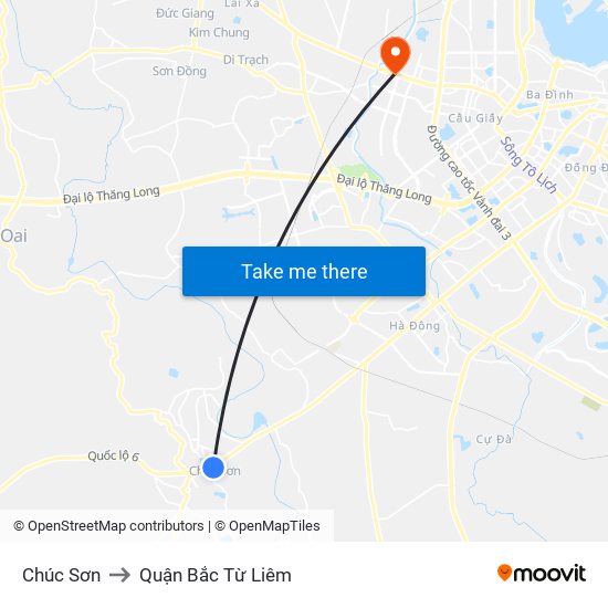 Chúc Sơn to Quận Bắc Từ Liêm map