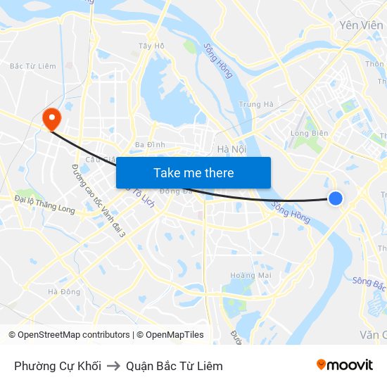 Phường Cự Khối to Quận Bắc Từ Liêm map