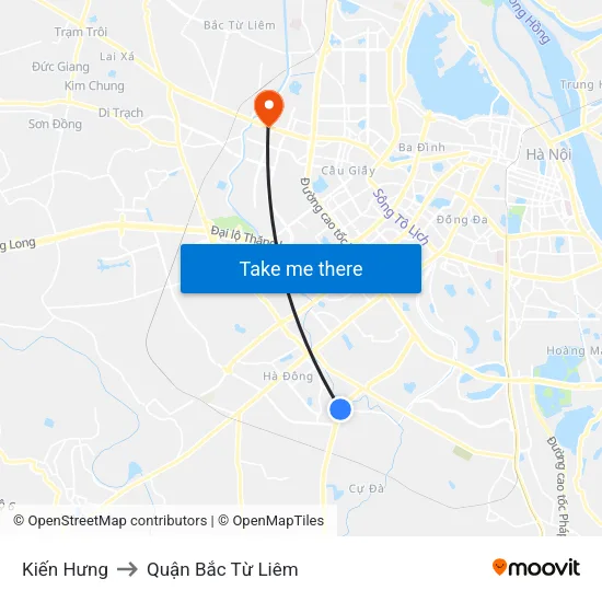 Kiến Hưng to Quận Bắc Từ Liêm map