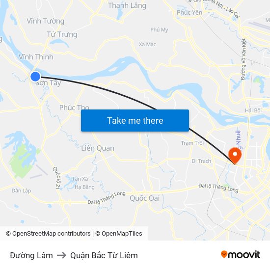 Đường Lâm to Quận Bắc Từ Liêm map