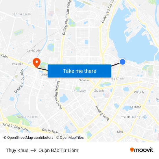 Thụy Khuê to Quận Bắc Từ Liêm map