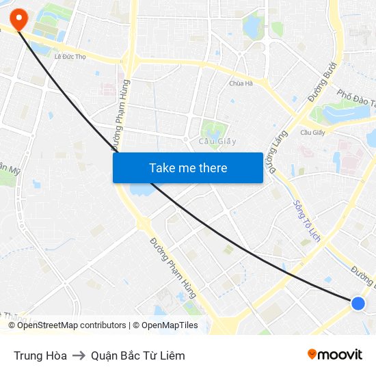 Trung Hòa to Quận Bắc Từ Liêm map