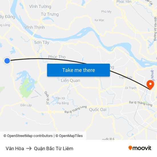 Vân Hòa to Quận Bắc Từ Liêm map