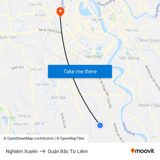 Nghiêm Xuyên to Quận Bắc Từ Liêm map