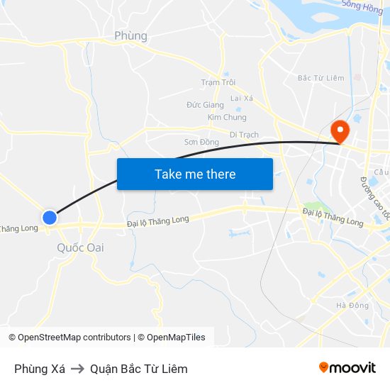 Phùng Xá to Quận Bắc Từ Liêm map