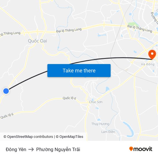 Đông Yên to Phường Nguyễn Trãi map