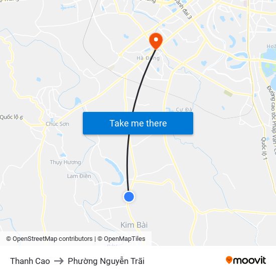 Thanh Cao to Phường Nguyễn Trãi map