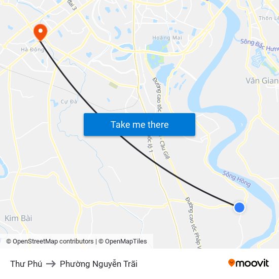 Thư Phú to Phường Nguyễn Trãi map