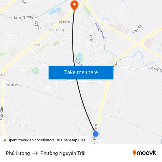 Phú Lương to Phường Nguyễn Trãi map