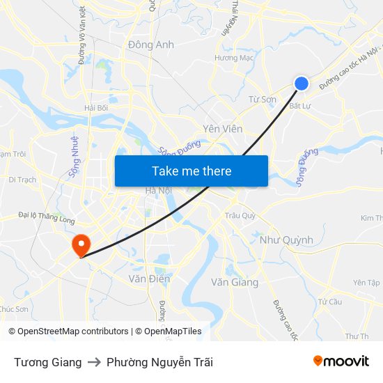 Tương Giang to Phường Nguyễn Trãi map