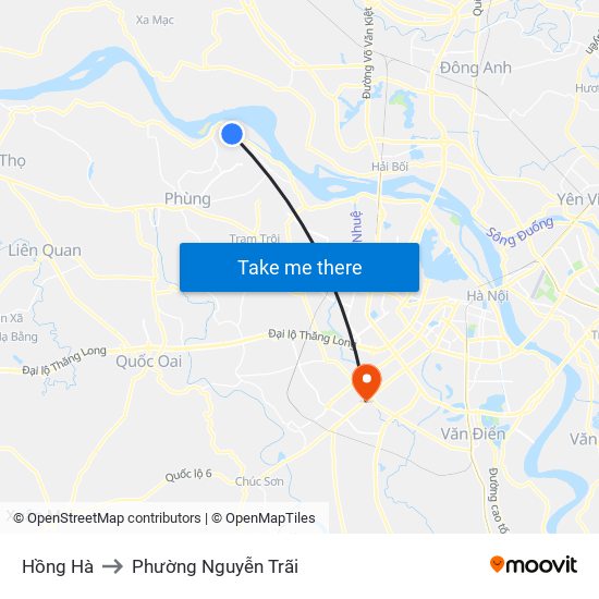 Hồng Hà to Phường Nguyễn Trãi map
