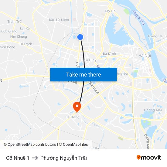 Cổ Nhuế 1 to Phường Nguyễn Trãi map