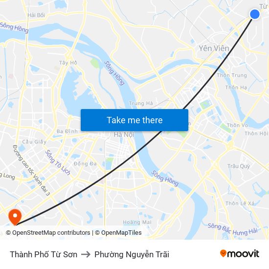 Thành Phố Từ Sơn to Phường Nguyễn Trãi map